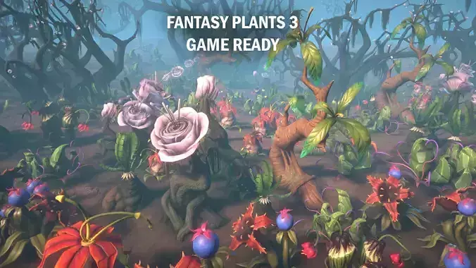 Fantasy plants 3 Low-poly 3D model