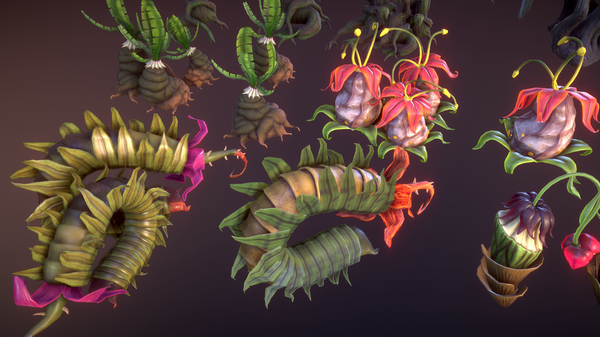 Fantasy plants 3 Low-poly 3D model_3
