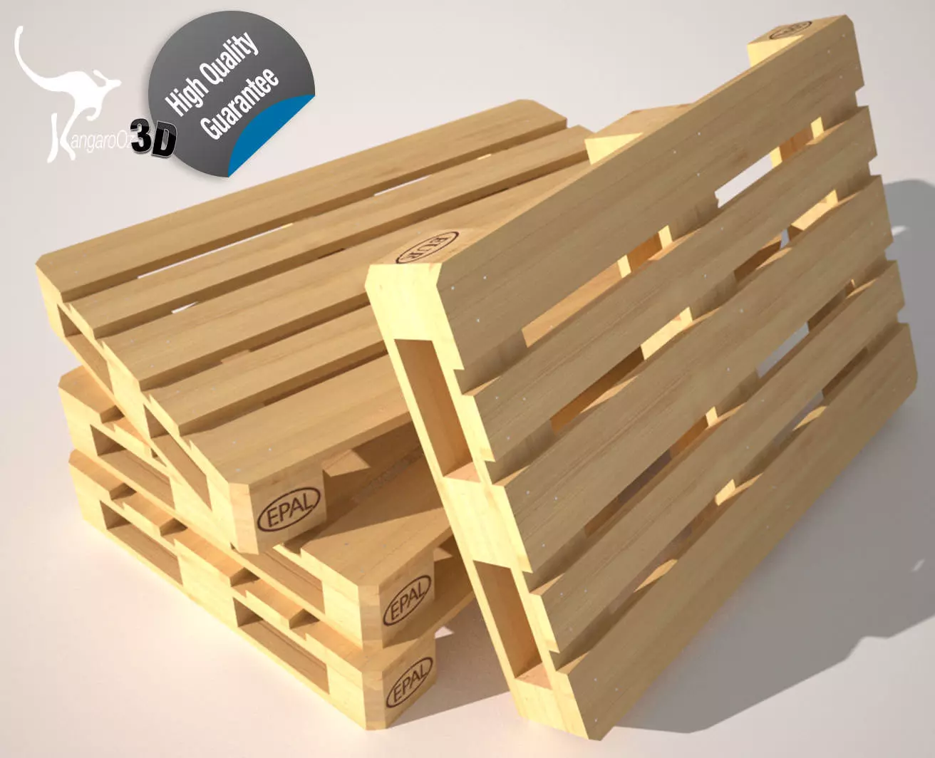 Wood Pallet EUR EPAL Low-poly 3D model
