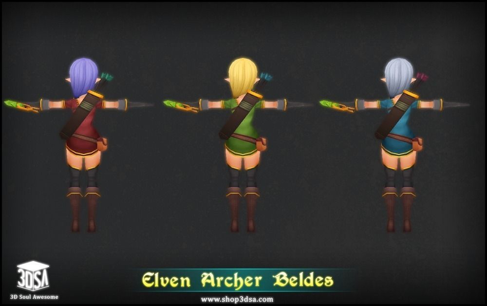 Elven Archer Beldes Low-poly 3D model_3