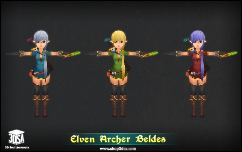 Elven Archer Beldes Low-poly 3D model_2