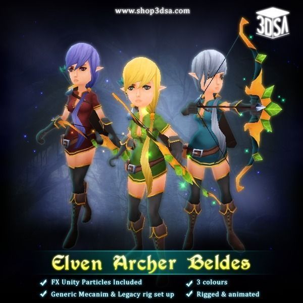 Elven Archer Beldes Low-poly 3D model_0