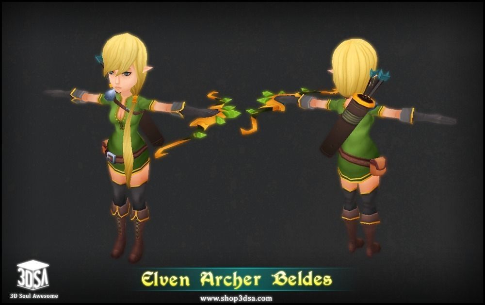 Elven Archer Beldes Low-poly 3D model_4