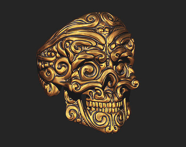 Vintage ornamet skull jewelry ring Day of the dead  3d printable 3D print model