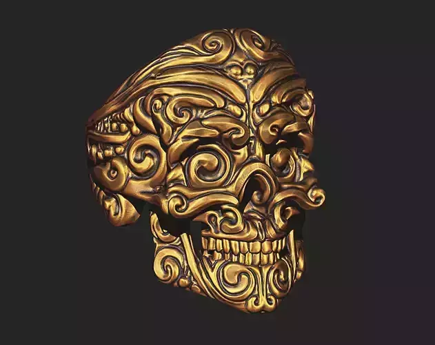 Vintage ornamet skull jewelry ring Day of the dead  3d printable