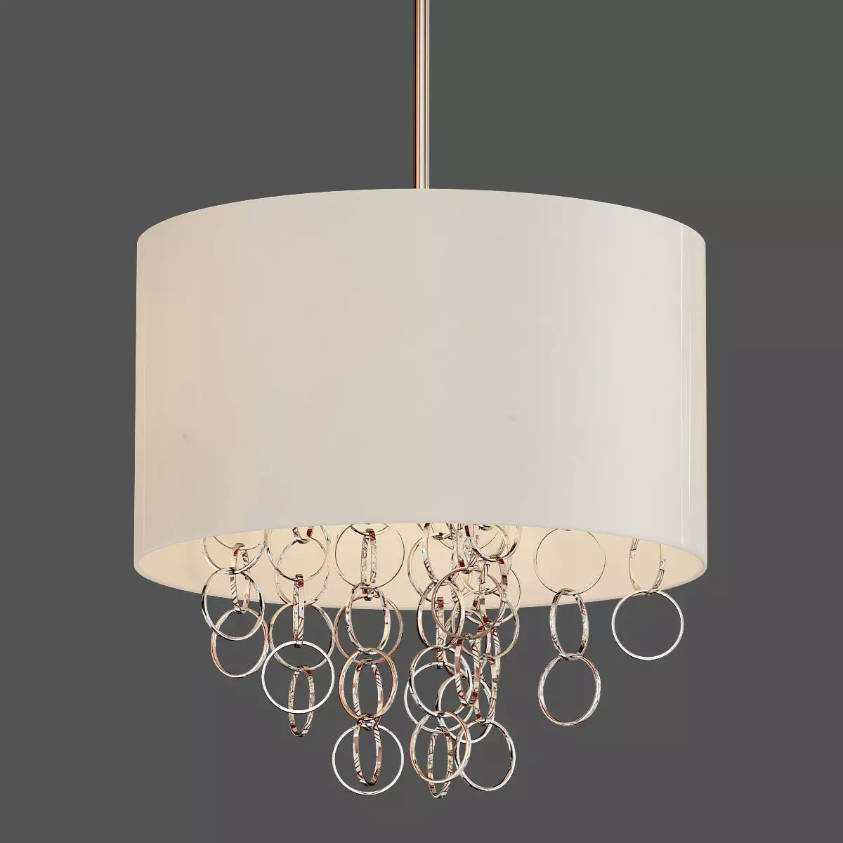 3 Light Cascading Ring Polished Nickel Pendant 3D model_0