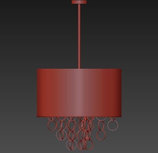 3 Light Cascading Ring Polished Nickel Pendant 3D model_2