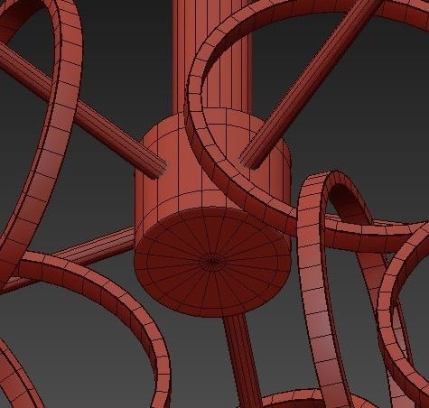 3 Light Cascading Ring Polished Nickel Pendant 3D model_5