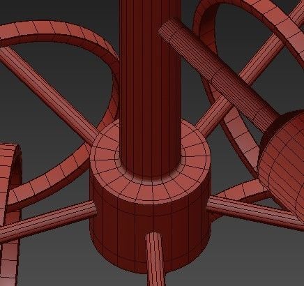 3 Light Cascading Ring Polished Nickel Pendant 3D model_7