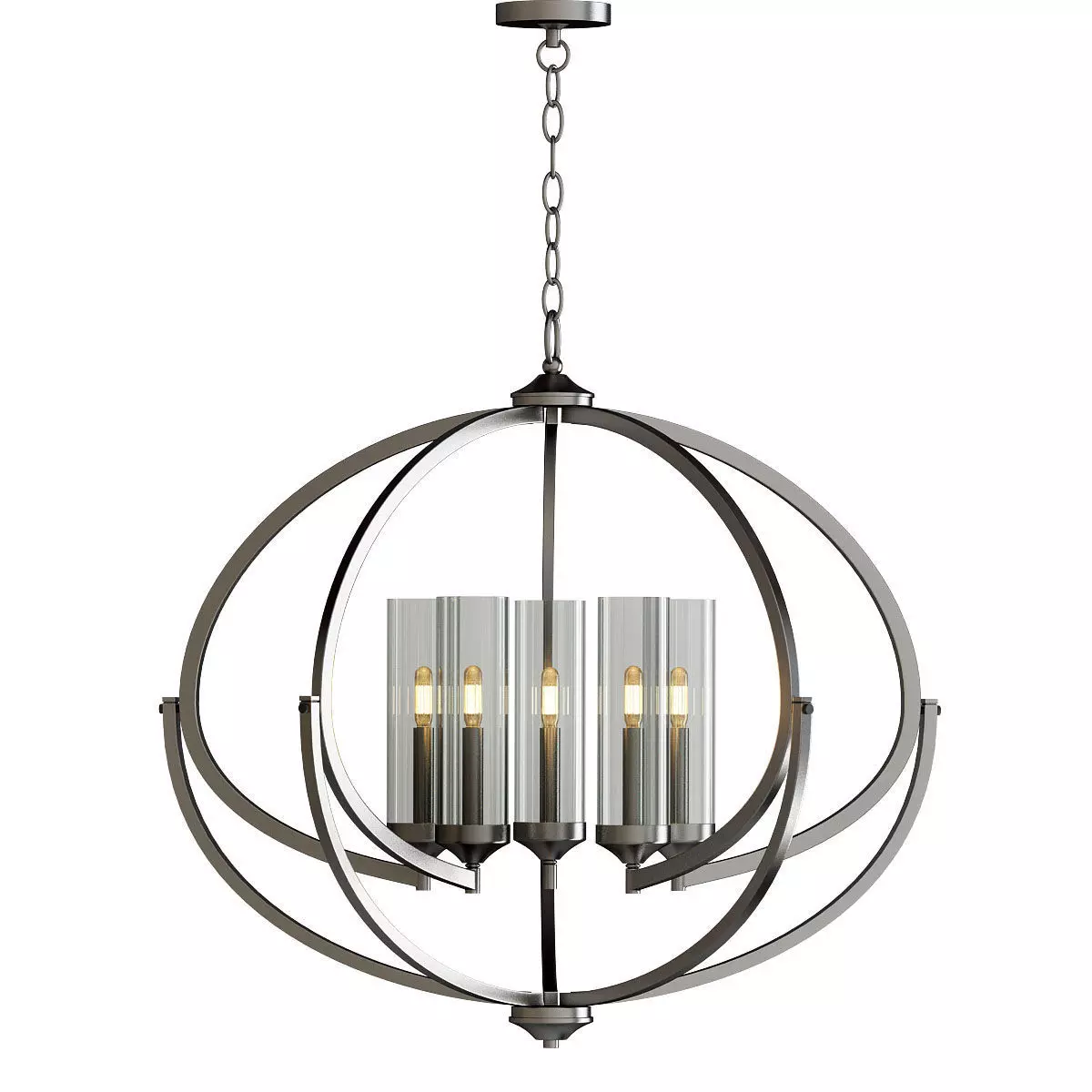 Evoke Collection 5 Light Polished Nickel Chandelier 3D model