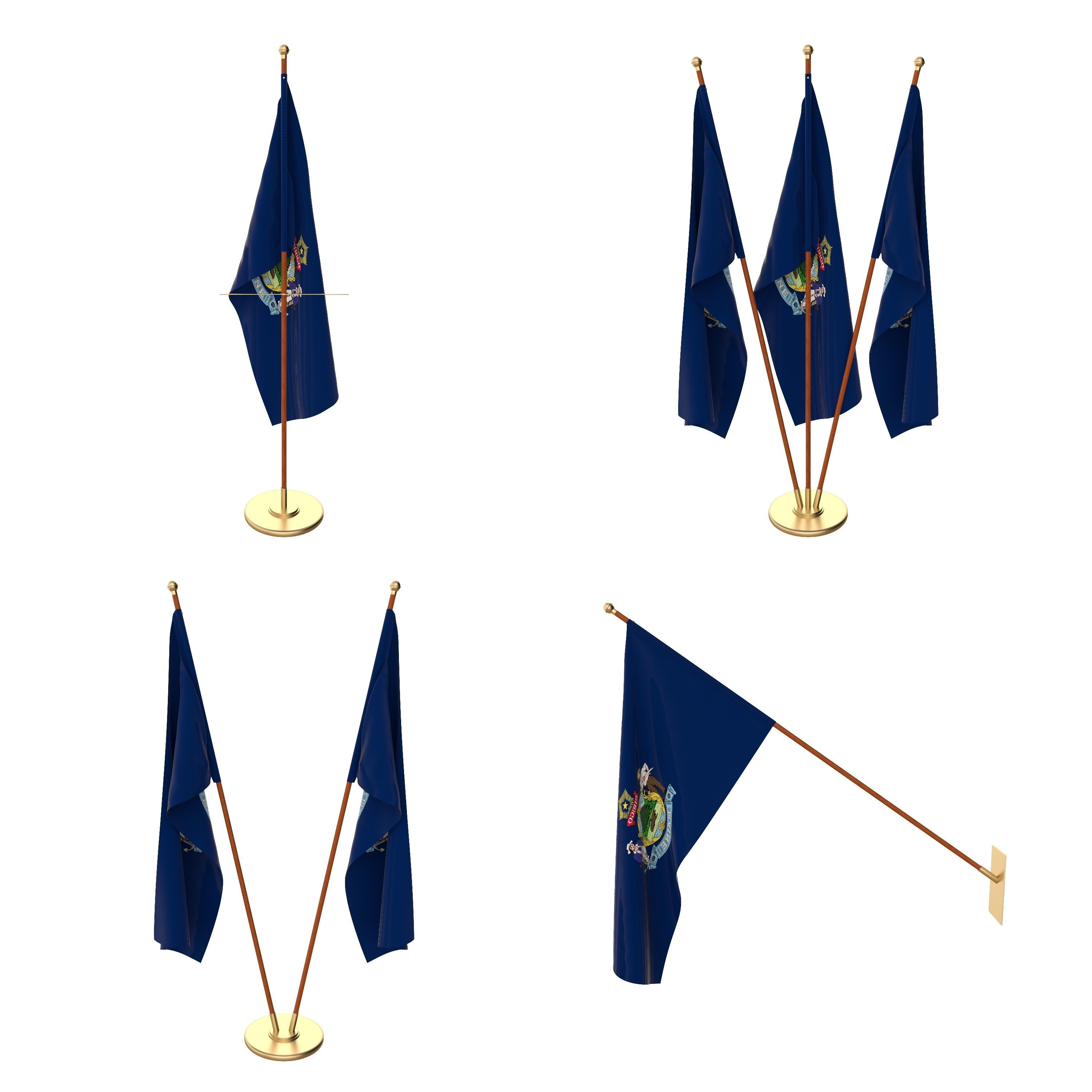 Maine Flag Pack 3D model_1