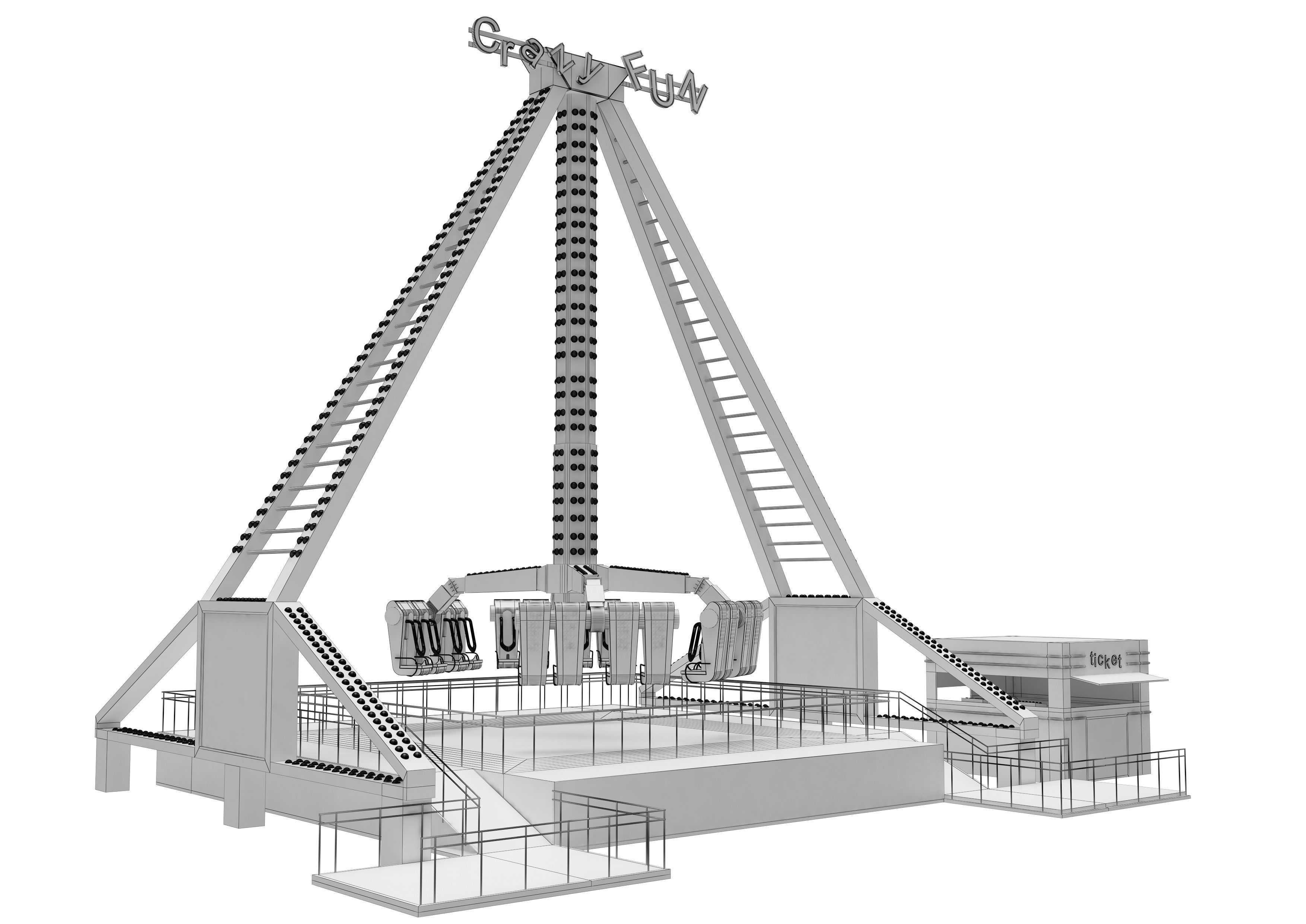 Funfair Crazy Vertical Rider 3D model_7