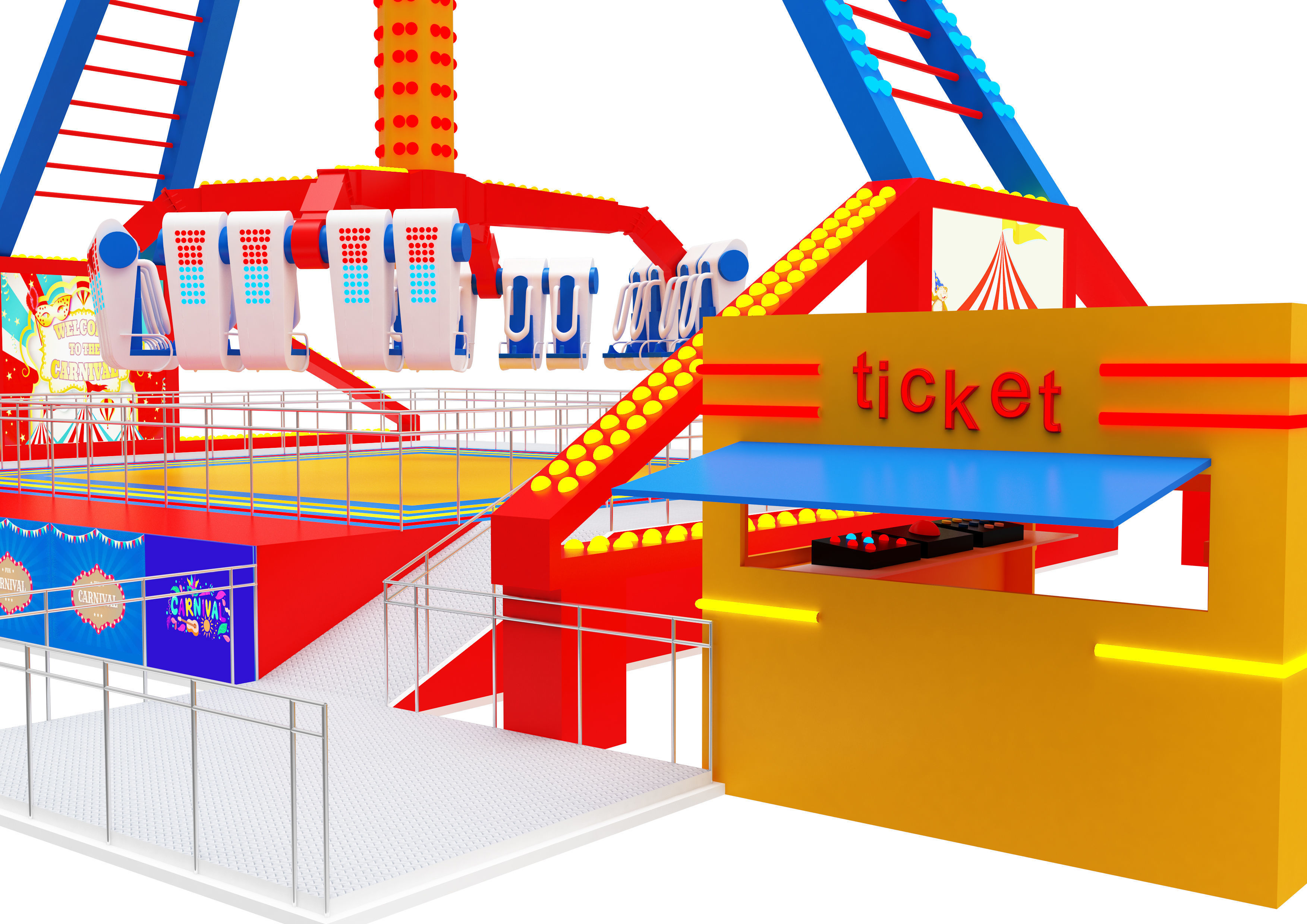 Funfair Crazy Vertical Rider 3D model_4
