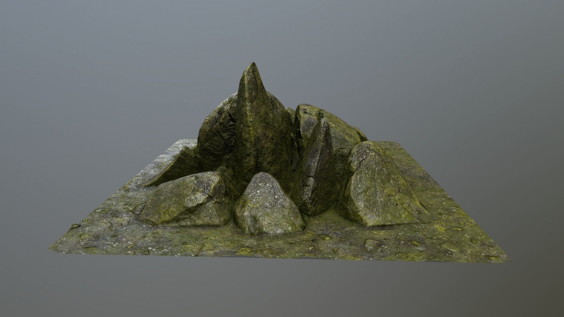 rocks mountain with grass on top Low-poly 3D model_5