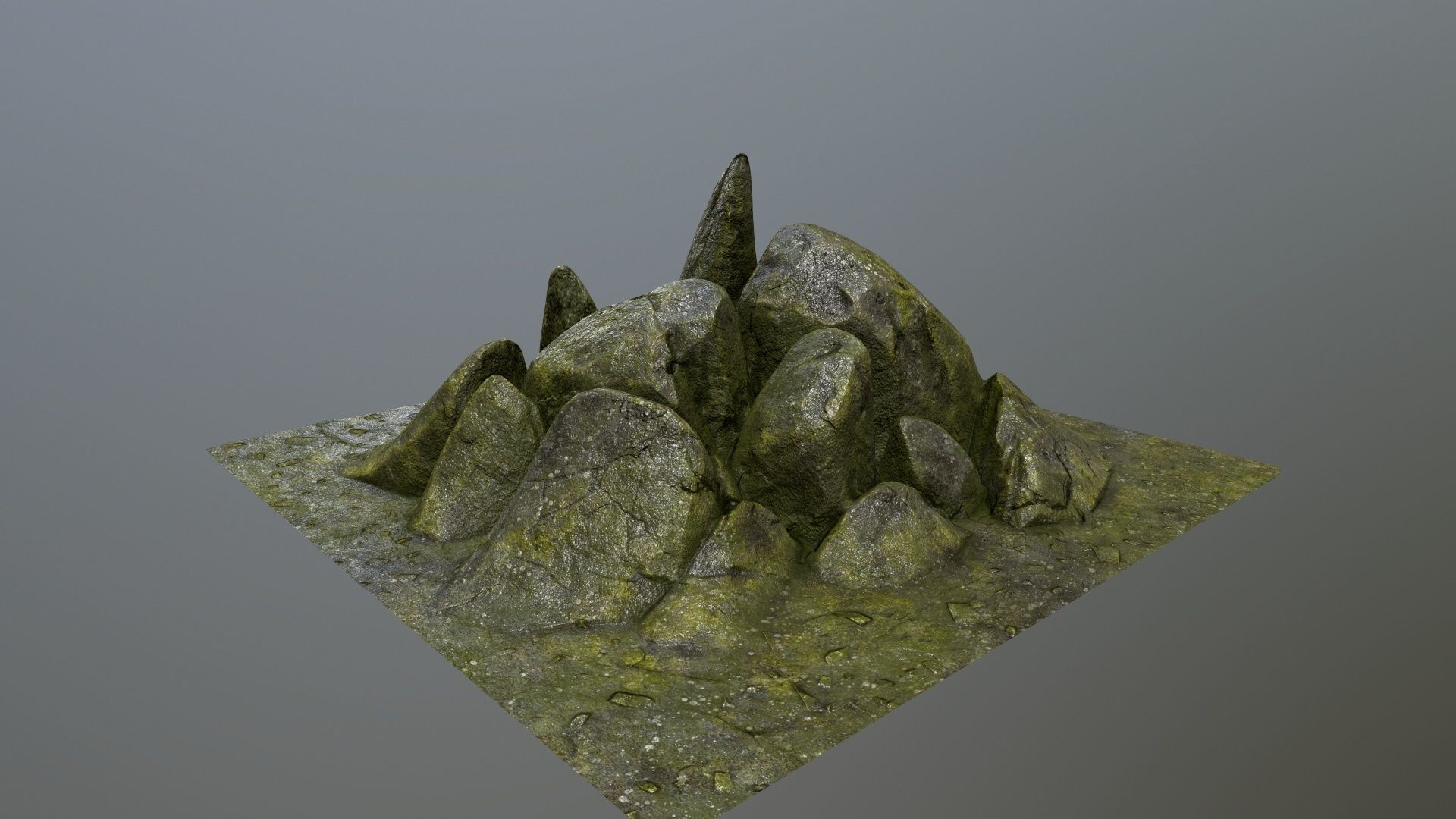 rocks mountain with grass on top Low-poly 3D model_2