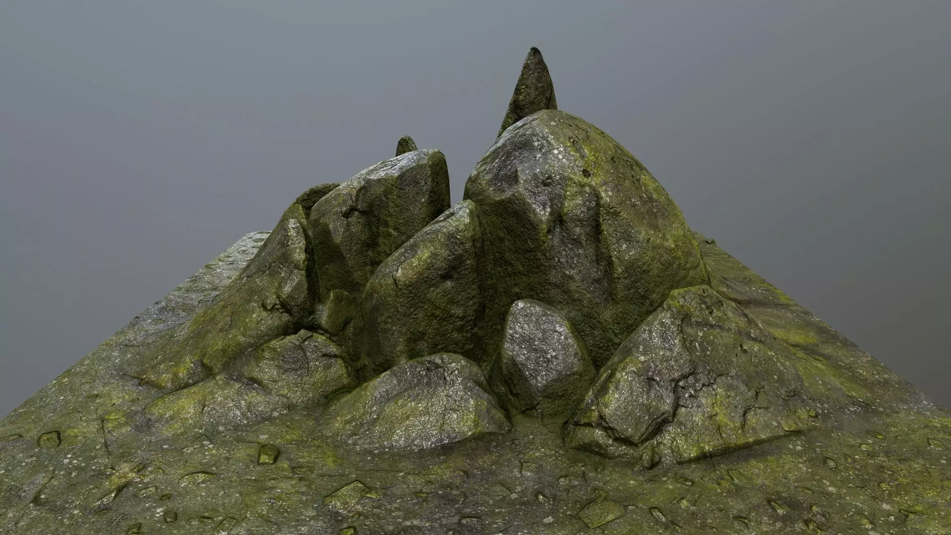 rocks mountain with grass on top Low-poly 3D model_0