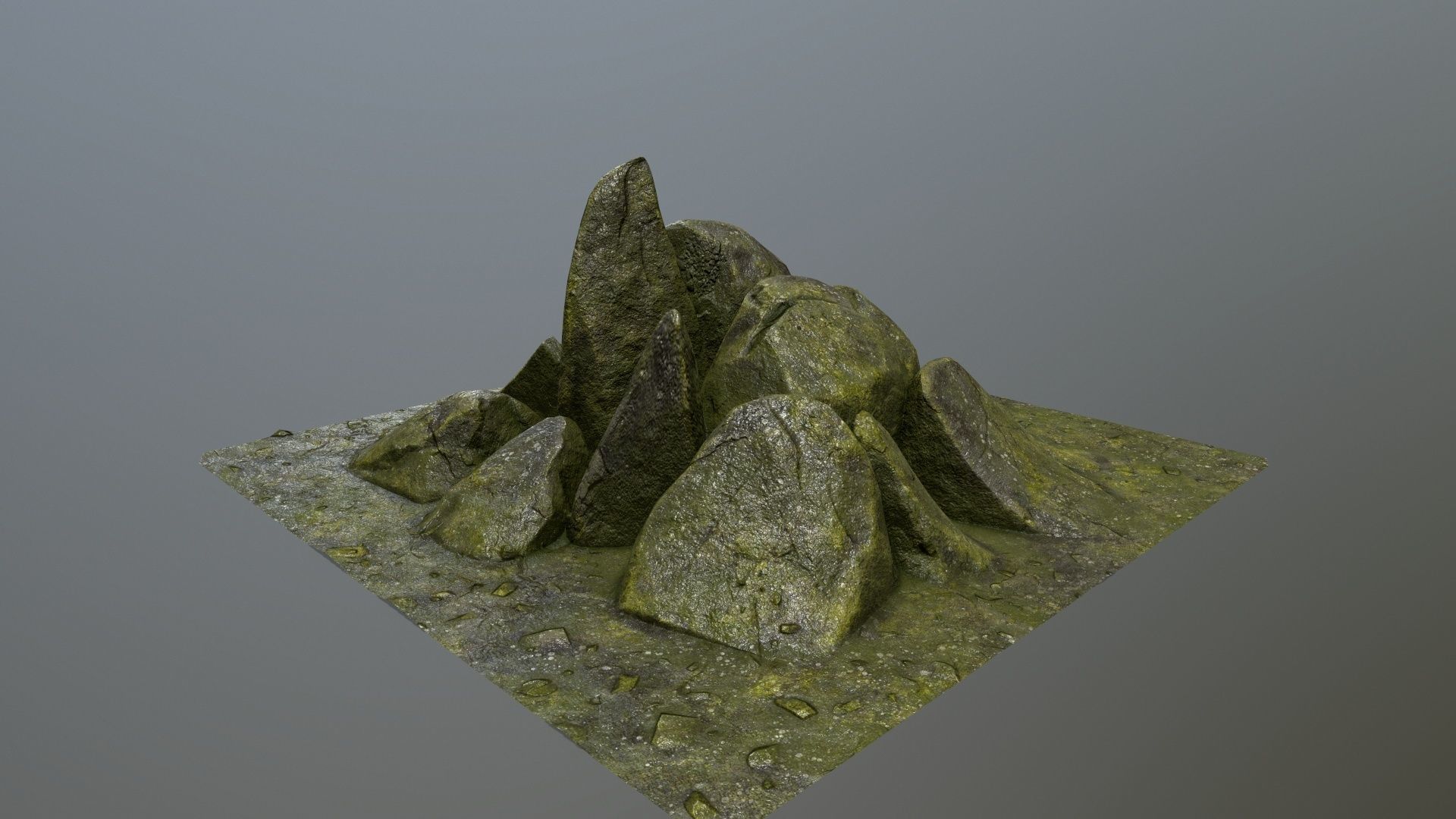 rocks mountain with grass on top Low-poly 3D model_4
