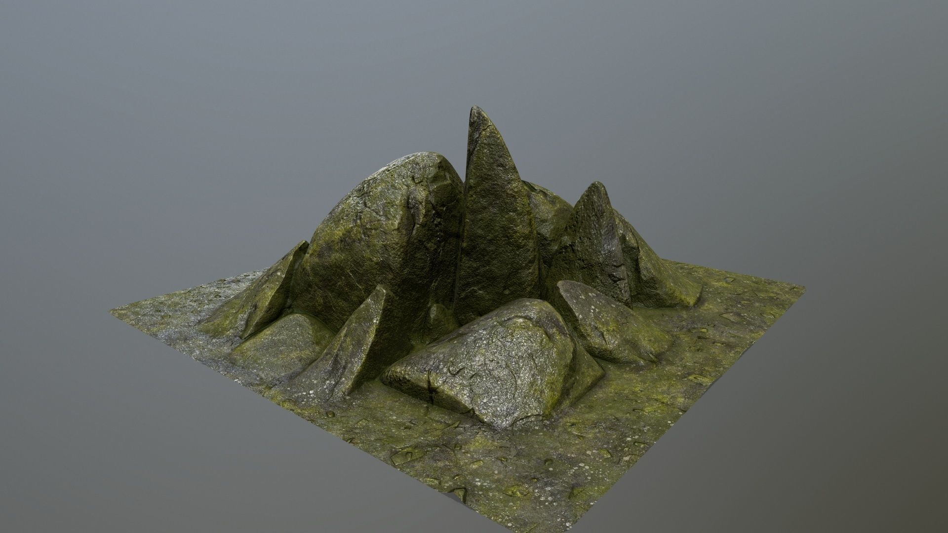 rocks mountain with grass on top Low-poly 3D model_6