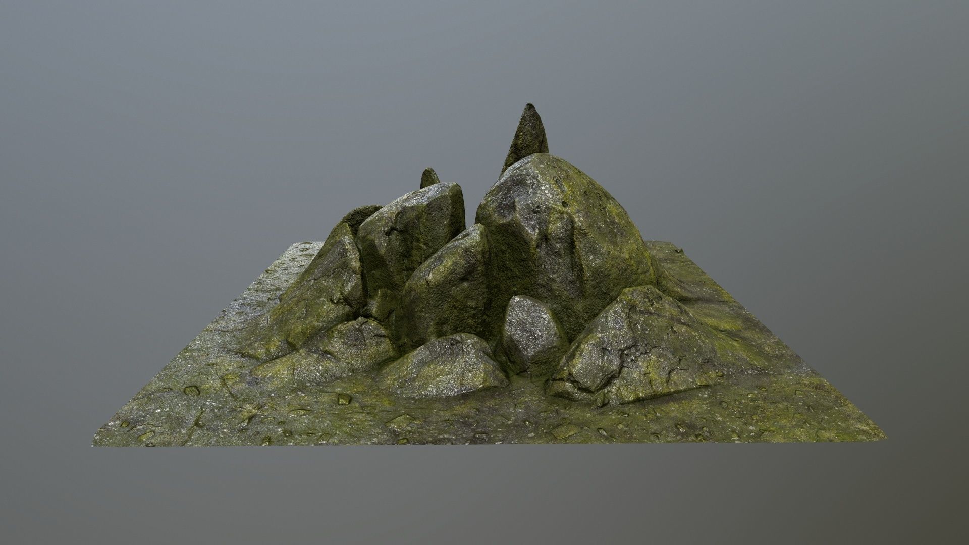 rocks mountain with grass on top Low-poly 3D model_1