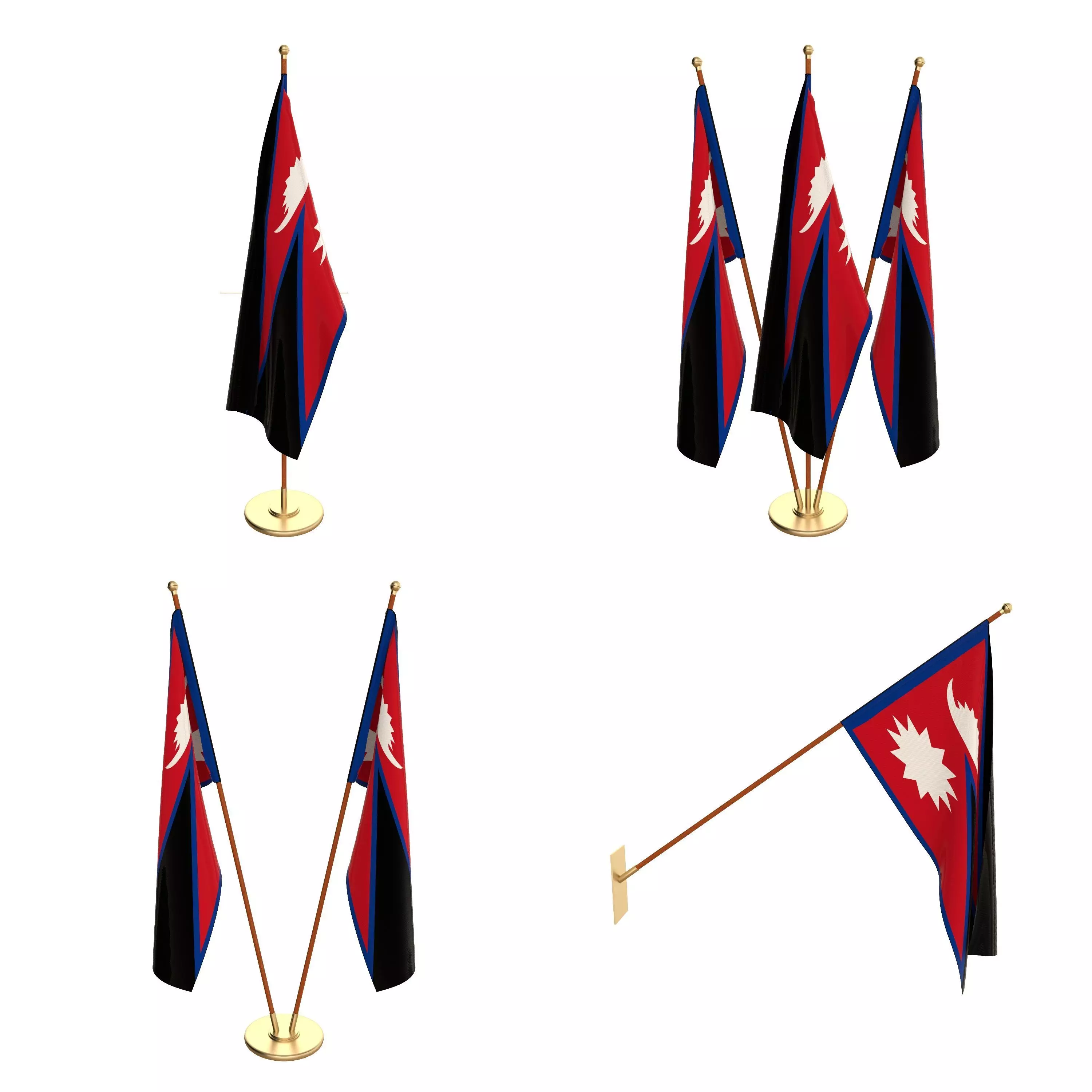 Nepal Flag Pack 3D model_0