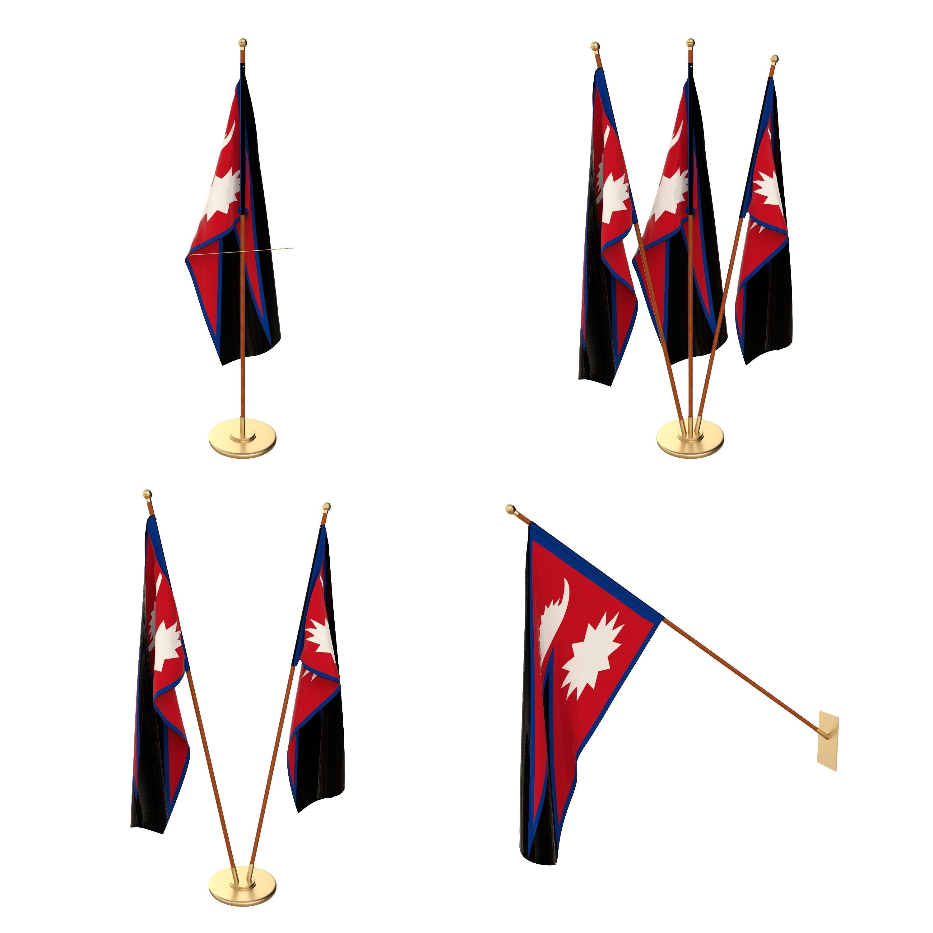 Nepal Flag Pack 3D model_1