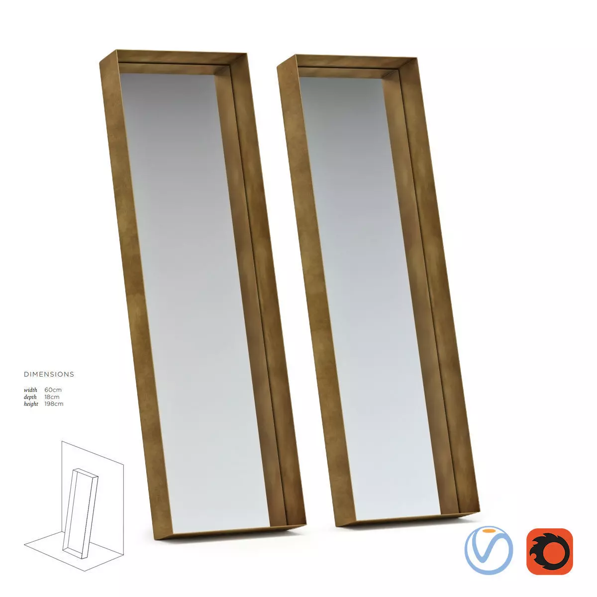 De Castelli Frame Mirror Low-poly 3D model