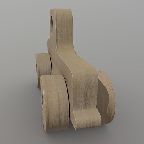 Wooden Car Toy 2 Low-poly 3D model 6