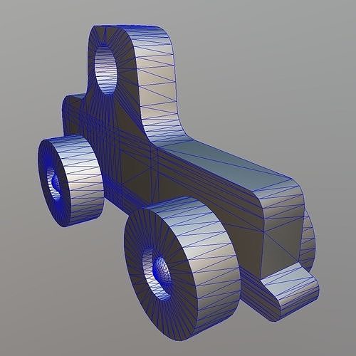 Wooden Car Toy 2 Low-poly 3D model 5
