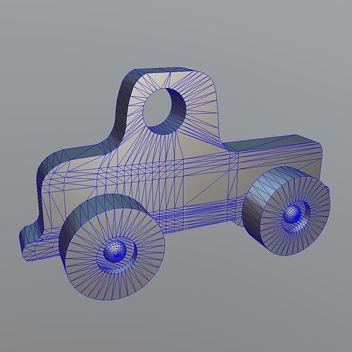 Wooden Car Toy 2 Low-poly 3D model 2