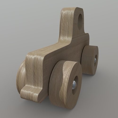 Wooden Car Toy 2 Low-poly 3D model 7