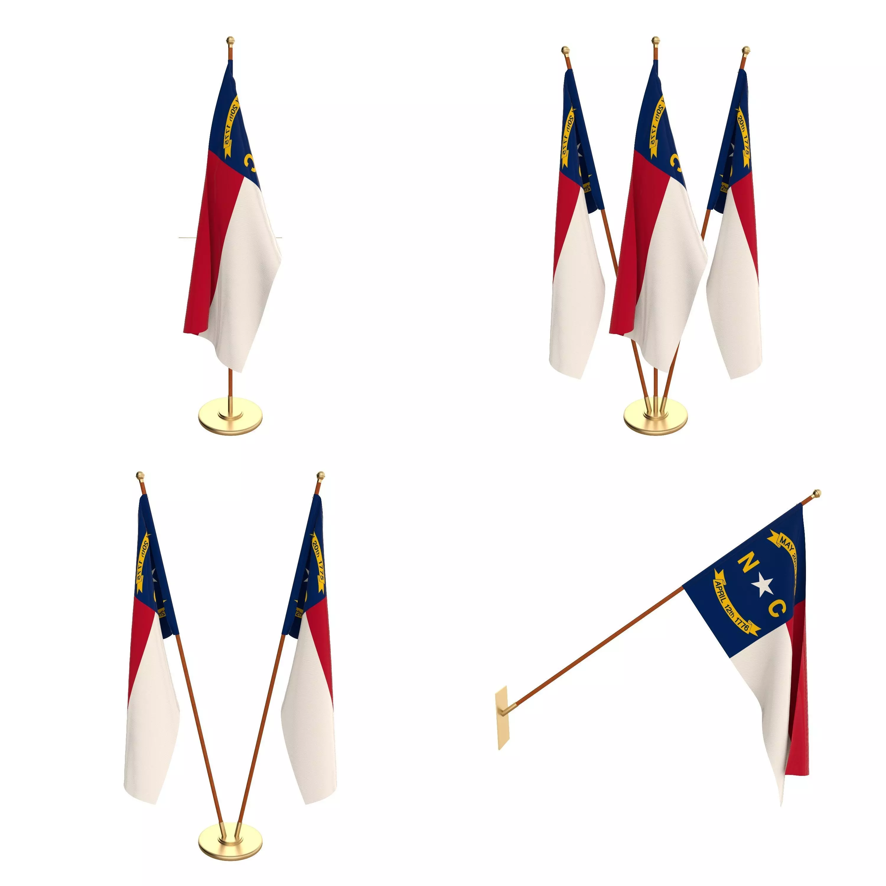 North Carolina Flag Pack 3D model_0