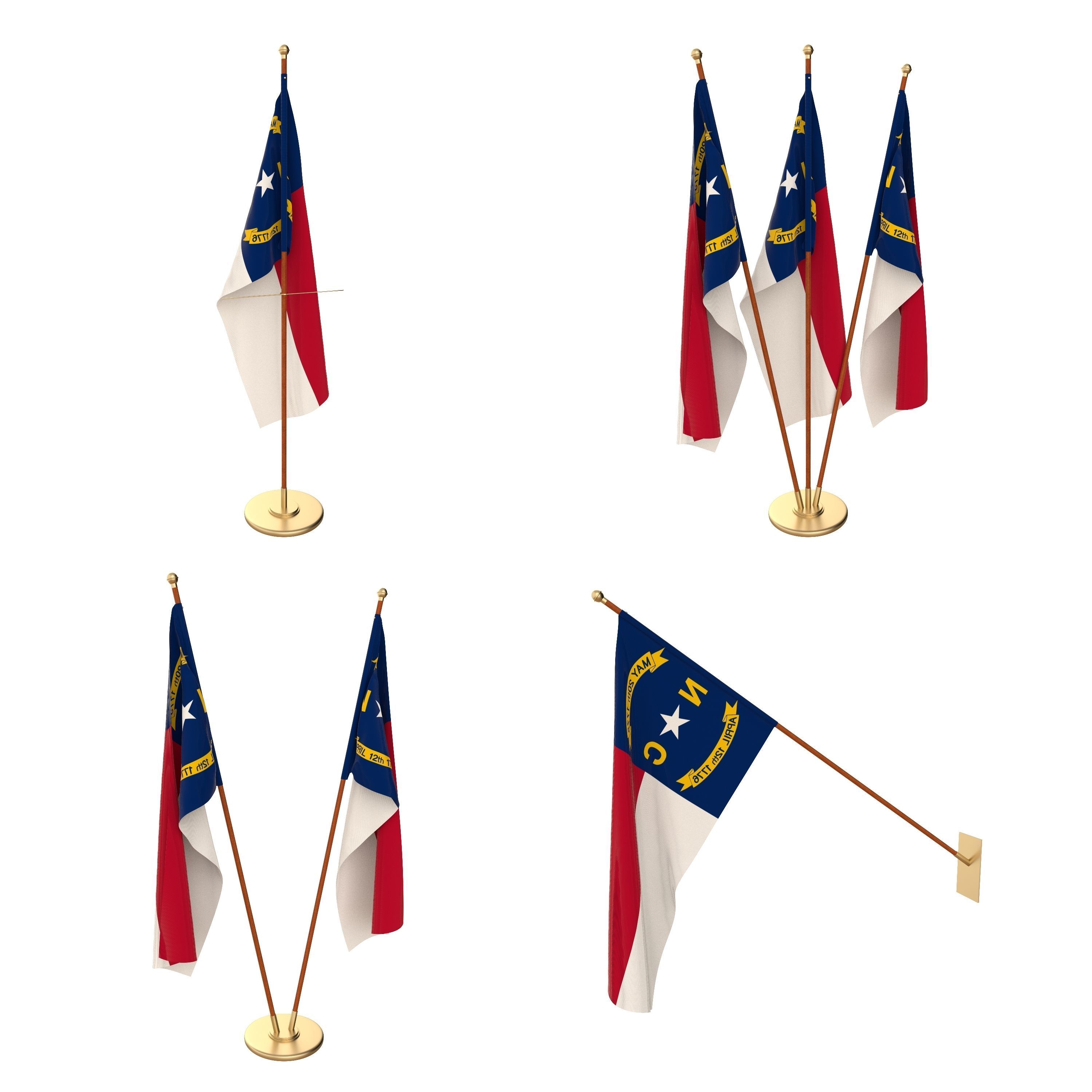 North Carolina Flag Pack 3D model_1