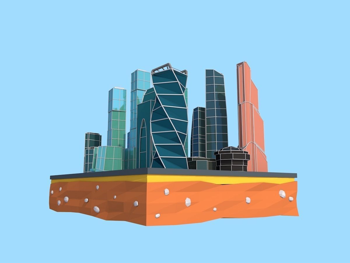 Cartoon Low Poly Moscow City  Low-poly 3D model_2