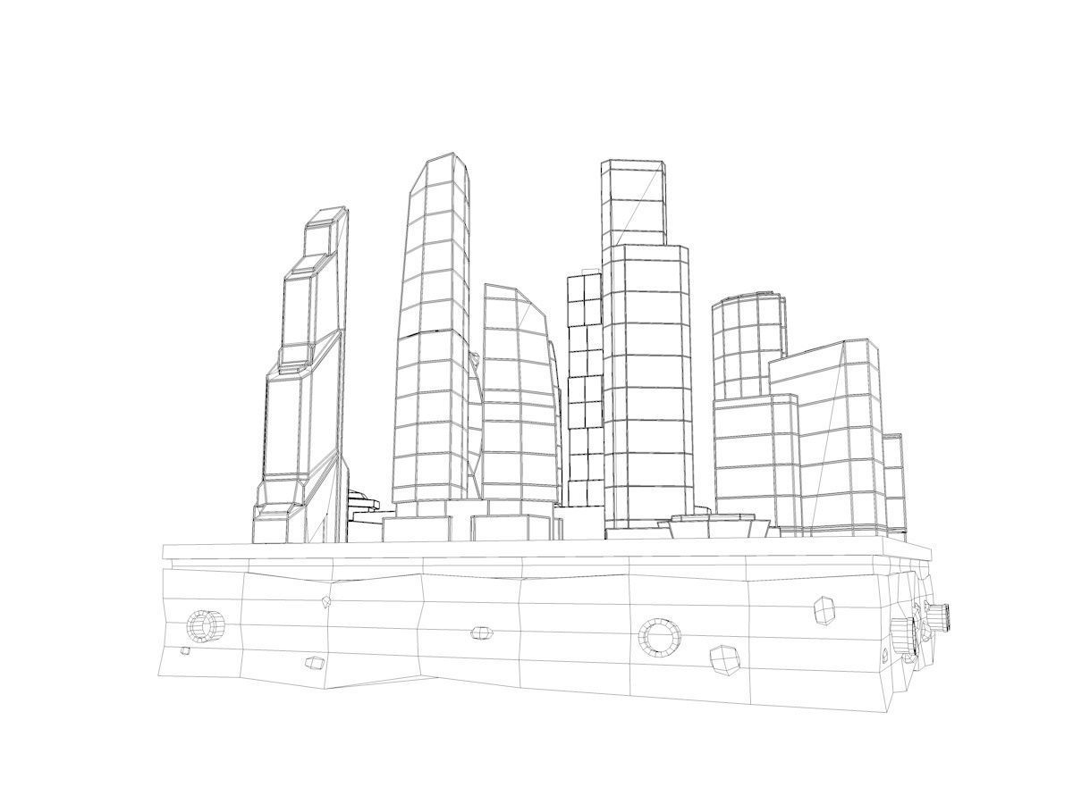 Cartoon Low Poly Moscow City  Low-poly 3D model_6