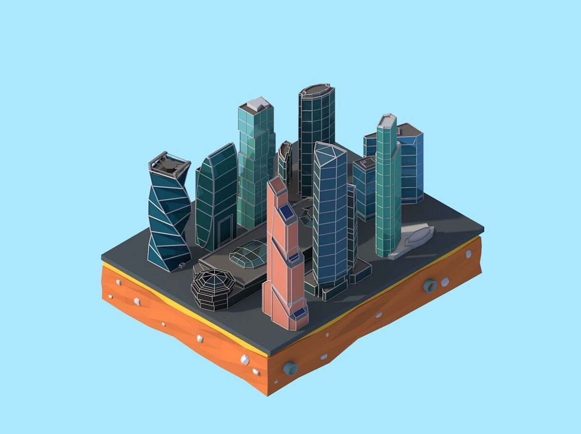 Cartoon Low Poly Moscow City  Low-poly 3D model_11