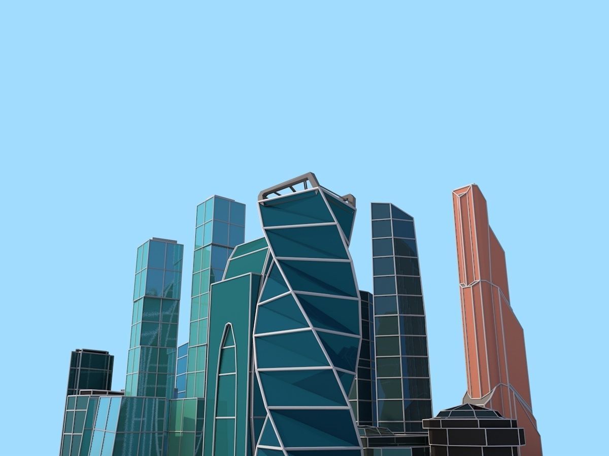 Cartoon Low Poly Moscow City  Low-poly 3D model_3