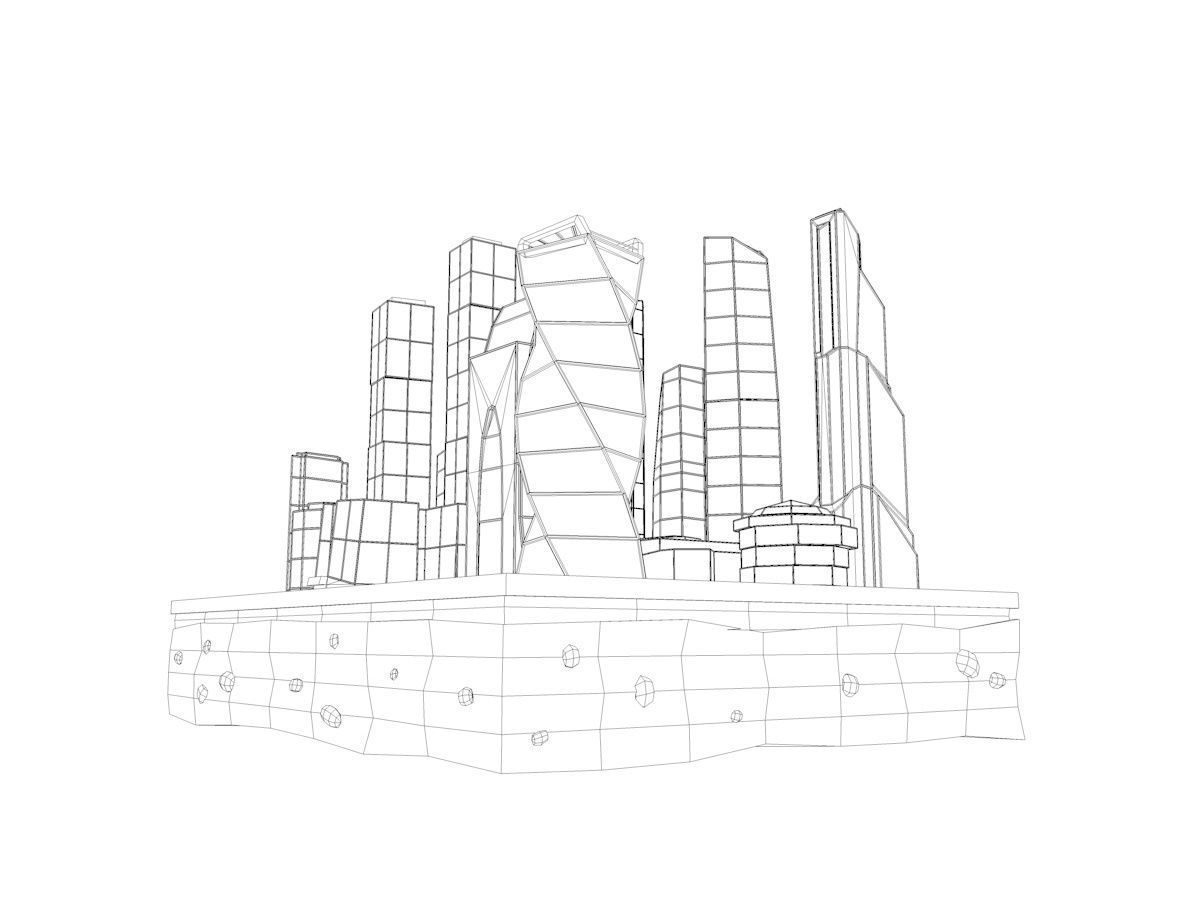 Cartoon Low Poly Moscow City  Low-poly 3D model_10