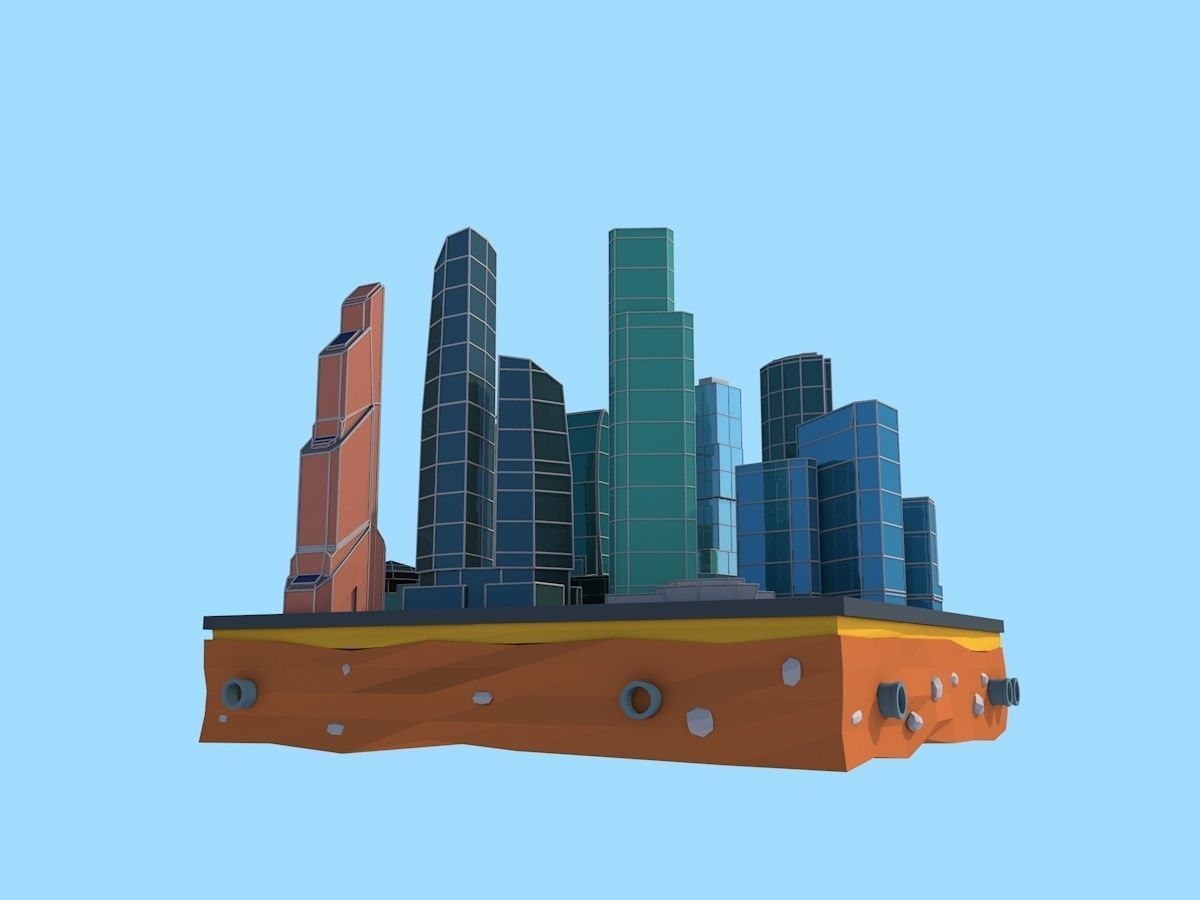 Cartoon Low Poly Moscow City  Low-poly 3D model_4