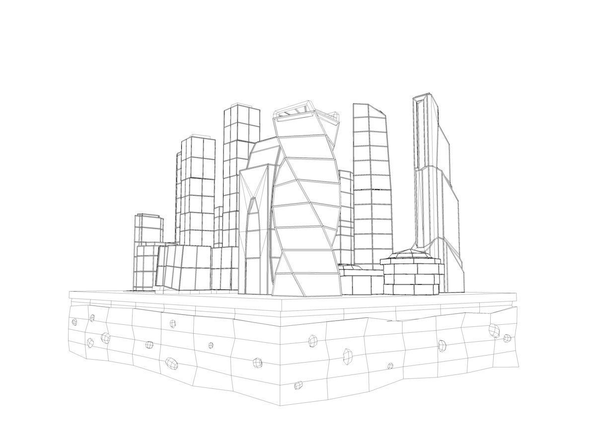 Cartoon Low Poly Moscow City  Low-poly 3D model_8