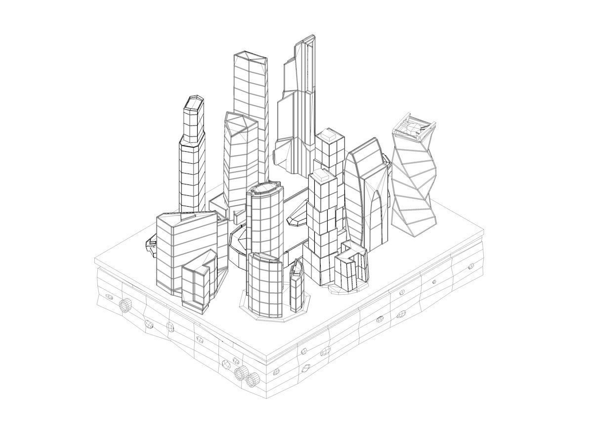 Cartoon Low Poly Moscow City  Low-poly 3D model_9