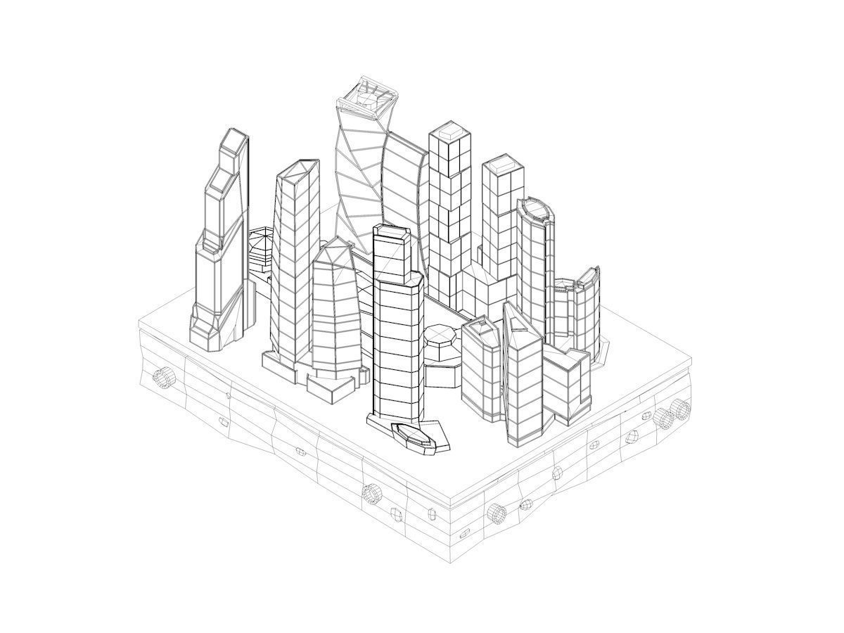 Cartoon Low Poly Moscow City  Low-poly 3D model_7