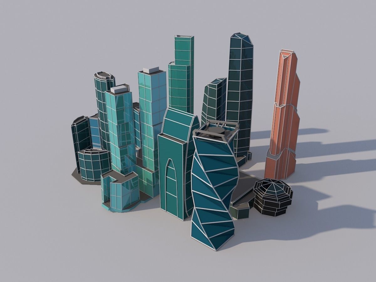 Cartoon Low Poly Moscow City  Low-poly 3D model_14
