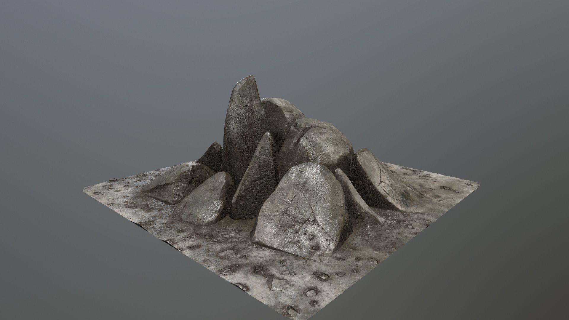 rocks set of on table Low-poly 3D model_2