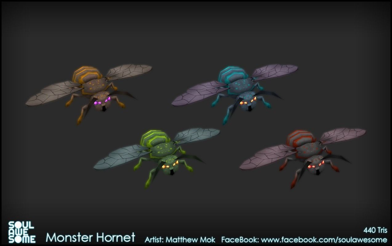Monster Hornet Low-poly 3D model_3
