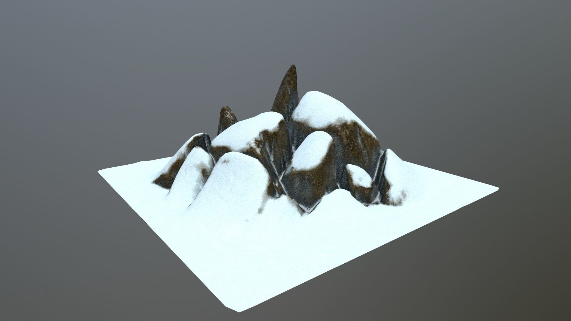 rocks mountain with snow Low-poly 3D model_2