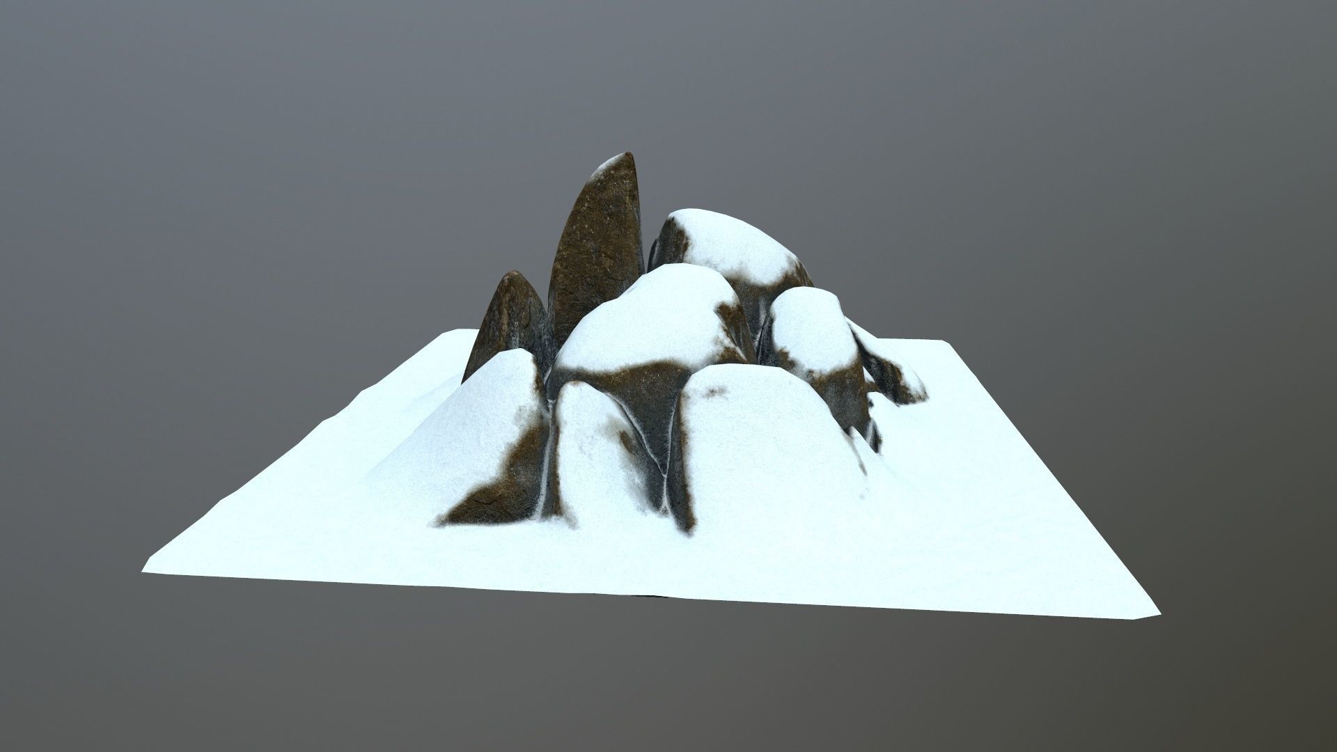 rocks mountain with snow Low-poly 3D model_3