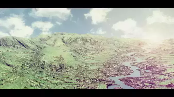 Mountain Terrain Low-poly 3D model