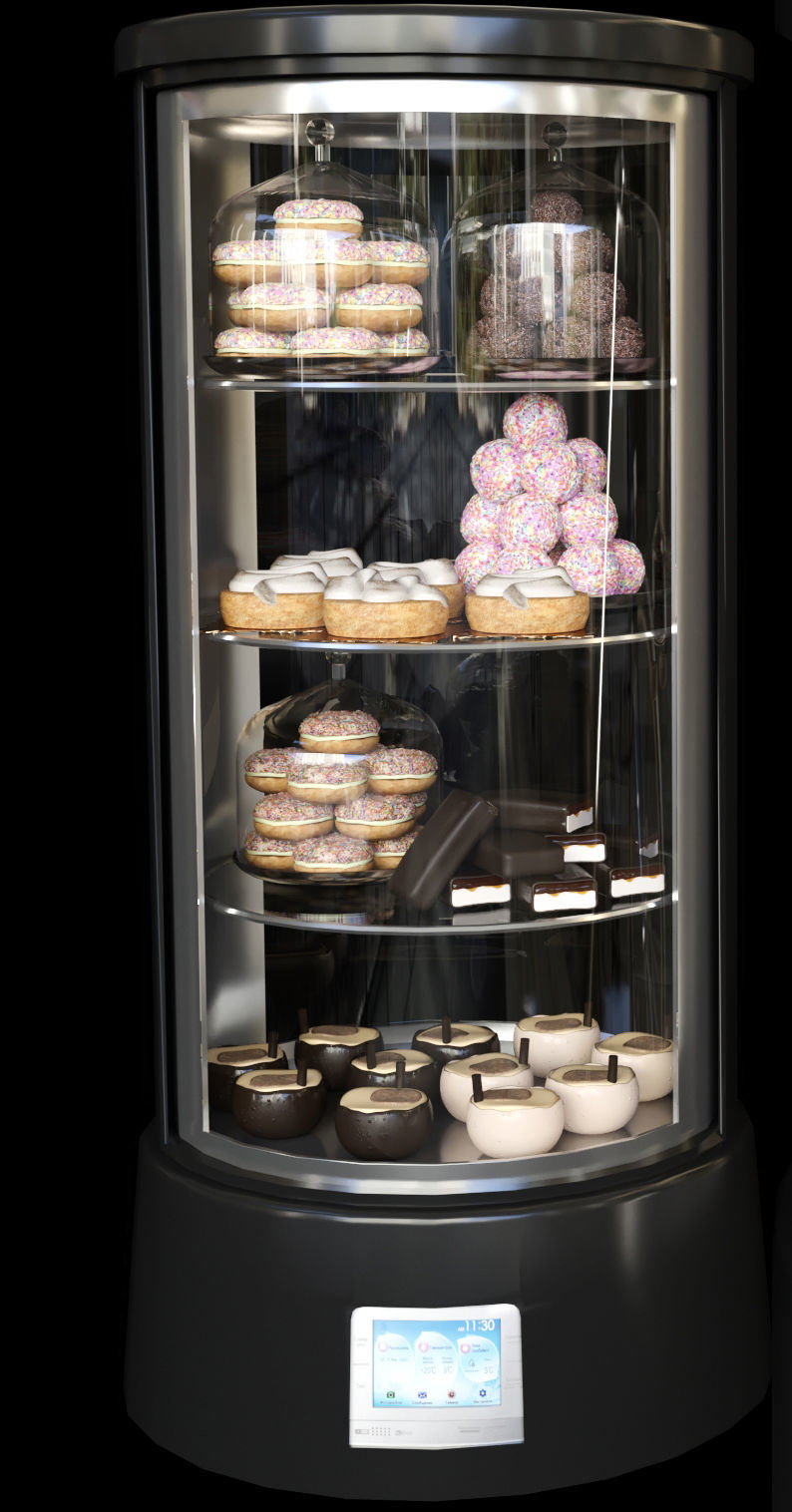 Sweets 3 glass display case 3D model_2