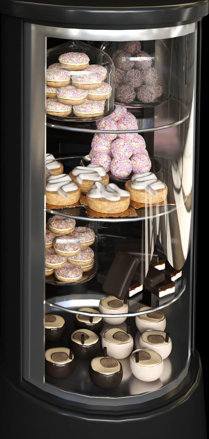 Sweets 3 glass display case 3D model_3