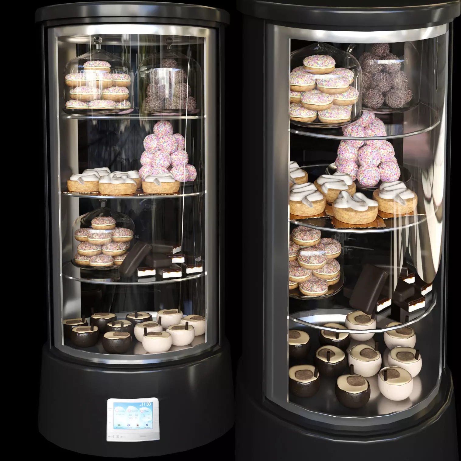 Sweets 3 glass display case 3D model_0
